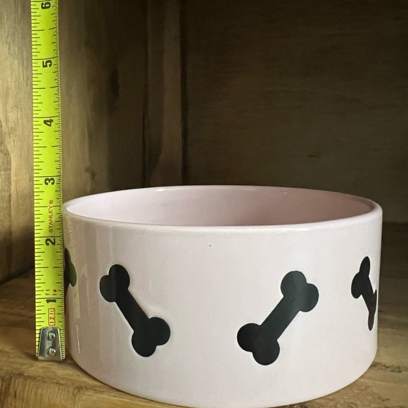Pink Dog Bowl with Black Bone Design - Picture 2 of 7